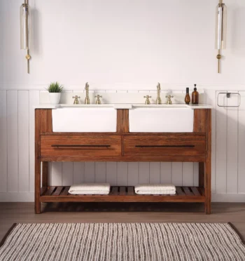 LOUISE 60" - Brown Oak - White Countertop