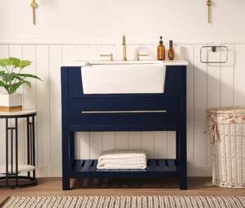 Williamson 36" - Dark Blue - White Countertop