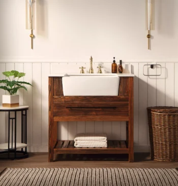 LOUISE 36" - Brown Oak - White Countertop