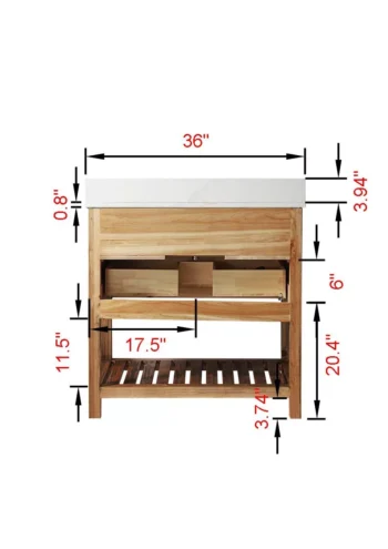 LOUISE 36" - Brown Oak - White Countertop - Image 11