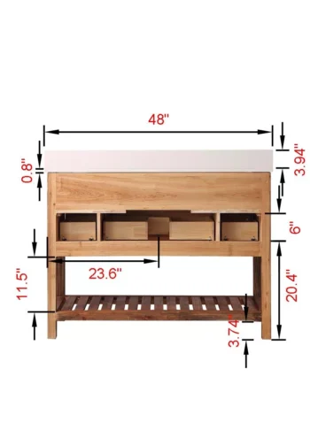 LOUISE 48" - Brown Oak - White Countertop - Image 11