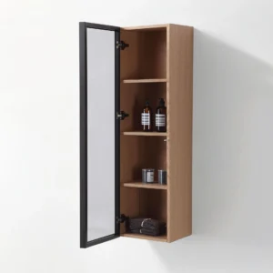 “13 Glass Wall Hung Side Cabinet In Chestnut Oak