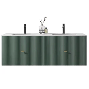 BARCELONA  -Forest Green Wall – White Sintered Stone Countertop – 60″