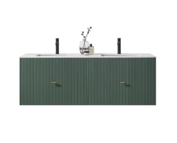 BARCELONA  -Forest Green Wall - White Sintered Stone Countertop - 60"