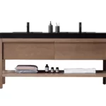 BIBURY  - Chestnut Oak - Black Marquina Quartz Countertop - 72"