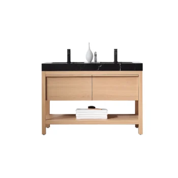 BIBURY - Whitewash Oak - Black Marquina Quartz Countertop - 48"