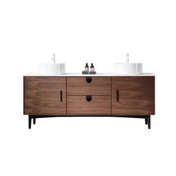 PORTREE - Walnut Mid-century - White Quartz Countertop - 72"