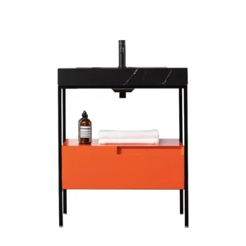 TEXEL - Red Amber/black Steel - Black Quartz Countertop - 30"