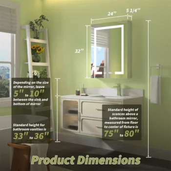 24 x 32 LED Medicine Cabinet Left Side Door - Image 2