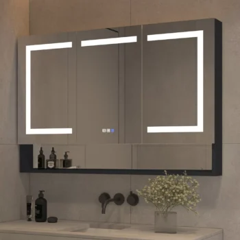 48 x 32 LED Medicine Cabinet With Black Shelf