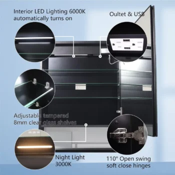 24 x 32 LED Medicine Cabinet Right Side Door - Image 6