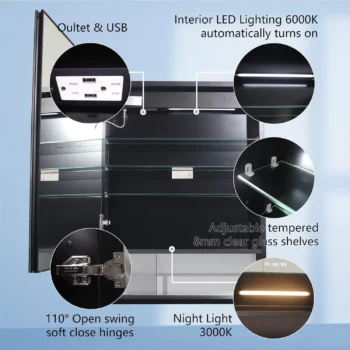24 x 32 LED Medicine Cabinet Left Side Door - Image 6