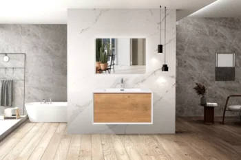Furla 30" in Oak with White Solid Surface Countertop