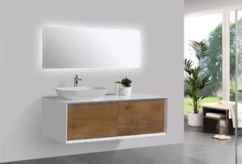 Fiona 48" in Oak with Left Side Solid Surface Vessel Sink - Image 4