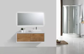 Fiona 48" in Oak with Right Side Solid Surface Vessel Sink