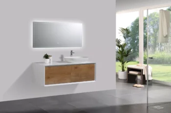 Fiona 48" in Oak with Right Side Solid Surface Vessel Sink - Image 3
