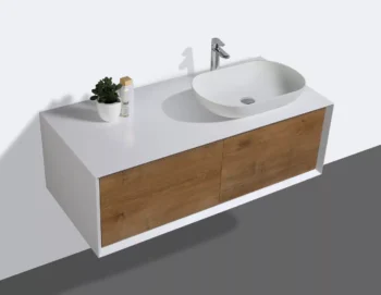 Fiona 48" in Oak with Right Side Solid Surface Vessel Sink - Image 2