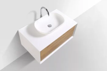 Fiona 36" in Oak with Solid Surface Vessel Sink - Image 3