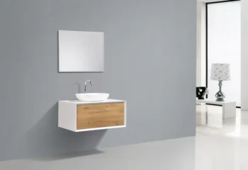 Fiona 36" in Oak with Solid Surface Vessel Sink - Image 2