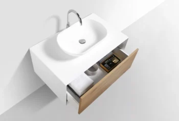 Fiona 36" in Oak with Solid Surface Vessel Sink - Image 4