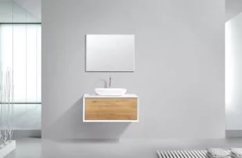 Fiona 36" in Oak with Solid Surface Vessel Sink