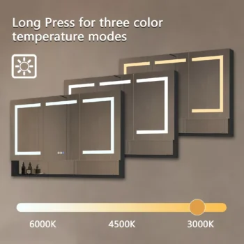 48 x 32 LED Medicine Cabinet With Black Shelf - Image 3