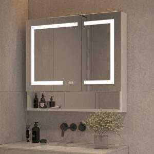 36 x 32 LED Medicine Cabinet With Silver Shelf