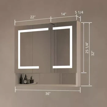 36 x 32 LED Medicine Cabinet With Silver Shelf - Image 2