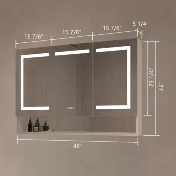 48 x 32 LED Medicine Cabinet With Silver Shelf - Image 2