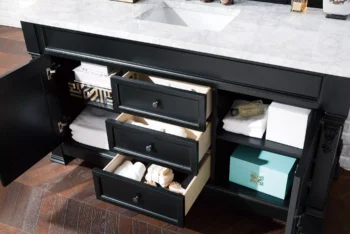 Brookfield 60" Single Vanity, Antique Black w/ 3 CM Carrara Marble Top - Image 4