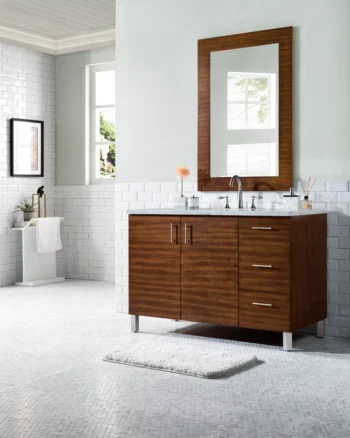Metropolitan 48" Single Vanity, American Walnut w/ 3 CM Arctic Fall Solid Surface Top - Image 3