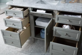 Brittany 60" Single Vanity, Urban Gray w/ 3 CM Carrara Marble Top - Image 4