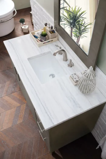 Metropolitan 48" Single Vanity, Silver Oak w/ 3 CM Arctic Fall Solid Surface Top - Image 6