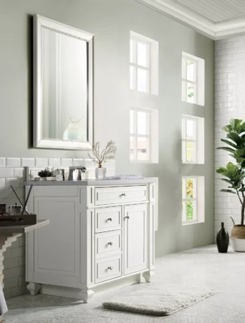 Bristol 36" Single Vanity, Bright White w/ 3 CM Arctic Fall Solid Surface Top - Image 4