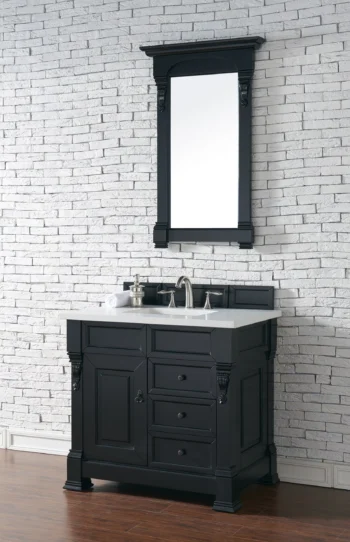 Brookfield 36" Single Vanity, Antique Black w/ 3 CM White Zeus Quartz Top - Image 3