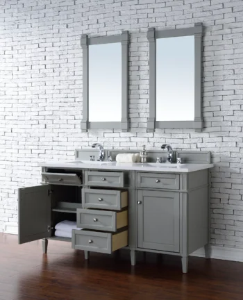 Brittany 60" Double Vanity, Urban Gray w/ 3 CM White Zeus Quartz Top - Image 4
