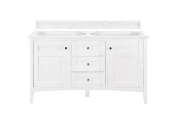 Palisades 60" Double Vanity, Bright White w/ 3 CM Grey Expo Quartz Top - Image 5
