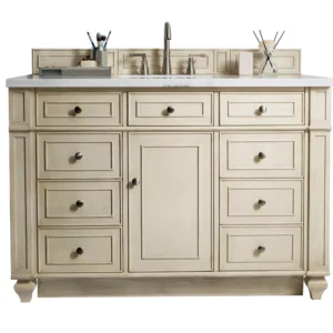 Bristol 48″ Single Vanity, Vintage Vanilla w/ 3 CM Arctic Fall Solid Surface Top