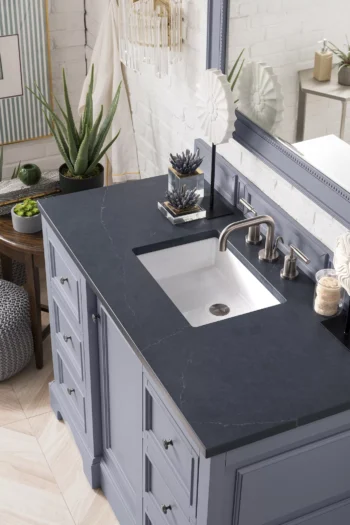 De Soto 48" Single Vanity, Silver Gray w/ 3 CM Charcoal Soapstone Quartz Top - Image 3