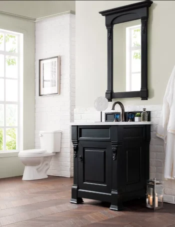 Brookfield 26" Single Vanity, Antique Black w/ 3 CM Carrara Marble Top - Image 3