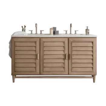 Portland 60" Double Vanity Whitewashed Walnut w/ 3 CM Eternal Jasmine Pearl Quartz Top