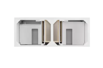 Palisades 60" Double Vanity, Bright White w/ 3 CM Grey Expo Quartz Top - Image 6