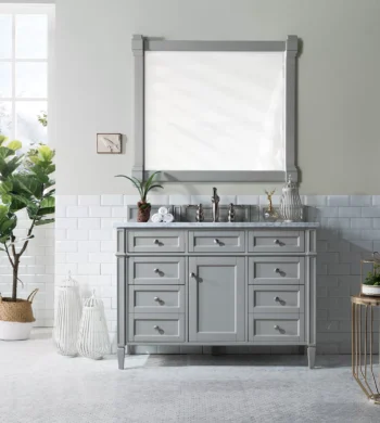 Brittany 48" Single Vanity, Urban Gray w/ 3 CM Carrara Marble Top - Image 2