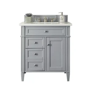 Brittany 30″ Single Vanity, Urban Gray w/ 3 CM Arctic Fall Solid Surface Top