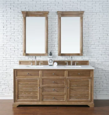 Savannah 72" Double Vanity, Driftwood w/ 3 CM White Zeus Quartz Top - Image 2