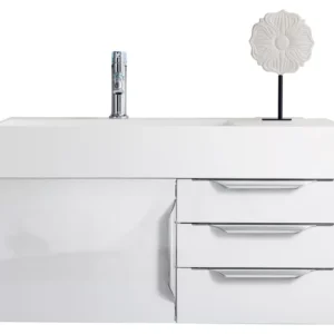 Mercer Island 36″ Single Vanity, Glossy White w/ Glossy White Composite Stone Top