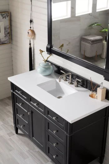 Brittany 48" Single Vanity, Black Onyx w/ 3 CM White Zeus Quartz Top - Image 3