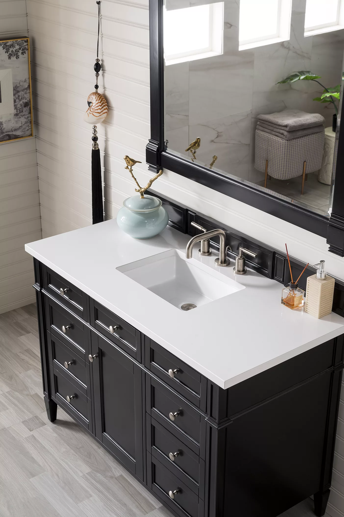 Brittany 48" Single Vanity, Black Onyx w/ 3 CM White Zeus Quartz Top - Image 3