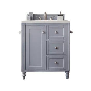 Copper Cove Encore 30" Single Vanity, Silver Gray w/ 3 CM Eternal Jasmine Pearl Quartz Top