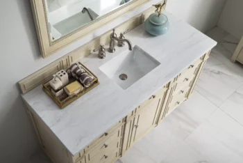 Bristol 60" Single Vanity, Vintage Vanilla w/ 3 CM Arctic Fall Solid Surface Top - Image 3